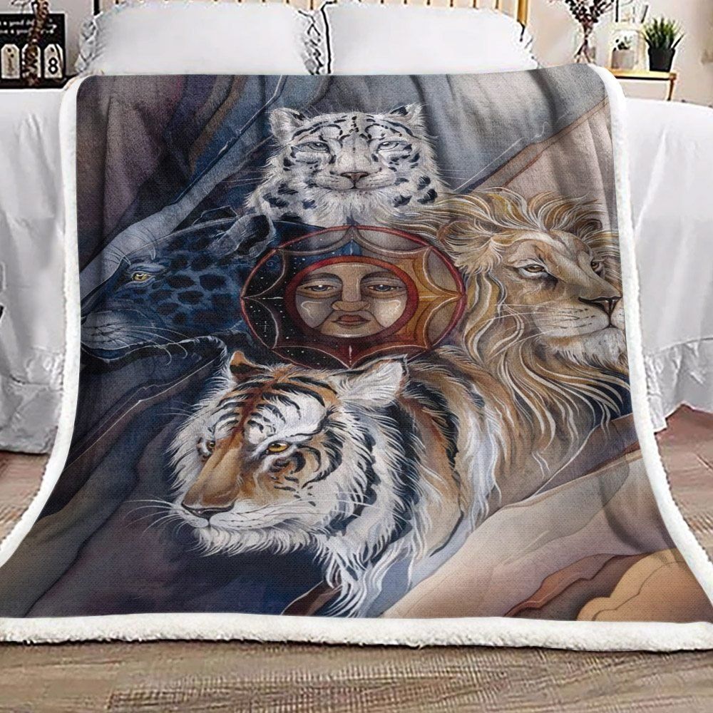Lion Tiger Sherpa Fleece Blanket