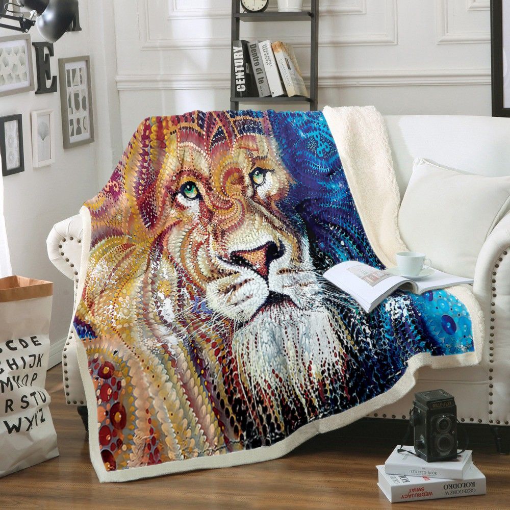 Lion Sherpa Fleece Blanket