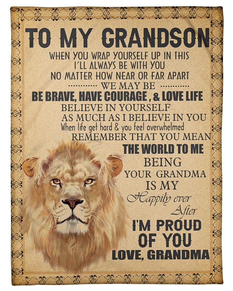 Lion To Grandson You Mean The World To Me Fleece Blanket Fleece Blanket