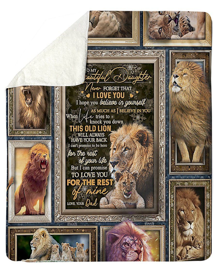 Lion To My Beautiful Daughter Love Your Dad Gift Fleece Blanket