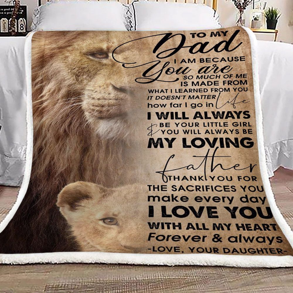 Lion To My Dad Love Your Daughter Sherpa Fleece Blanket