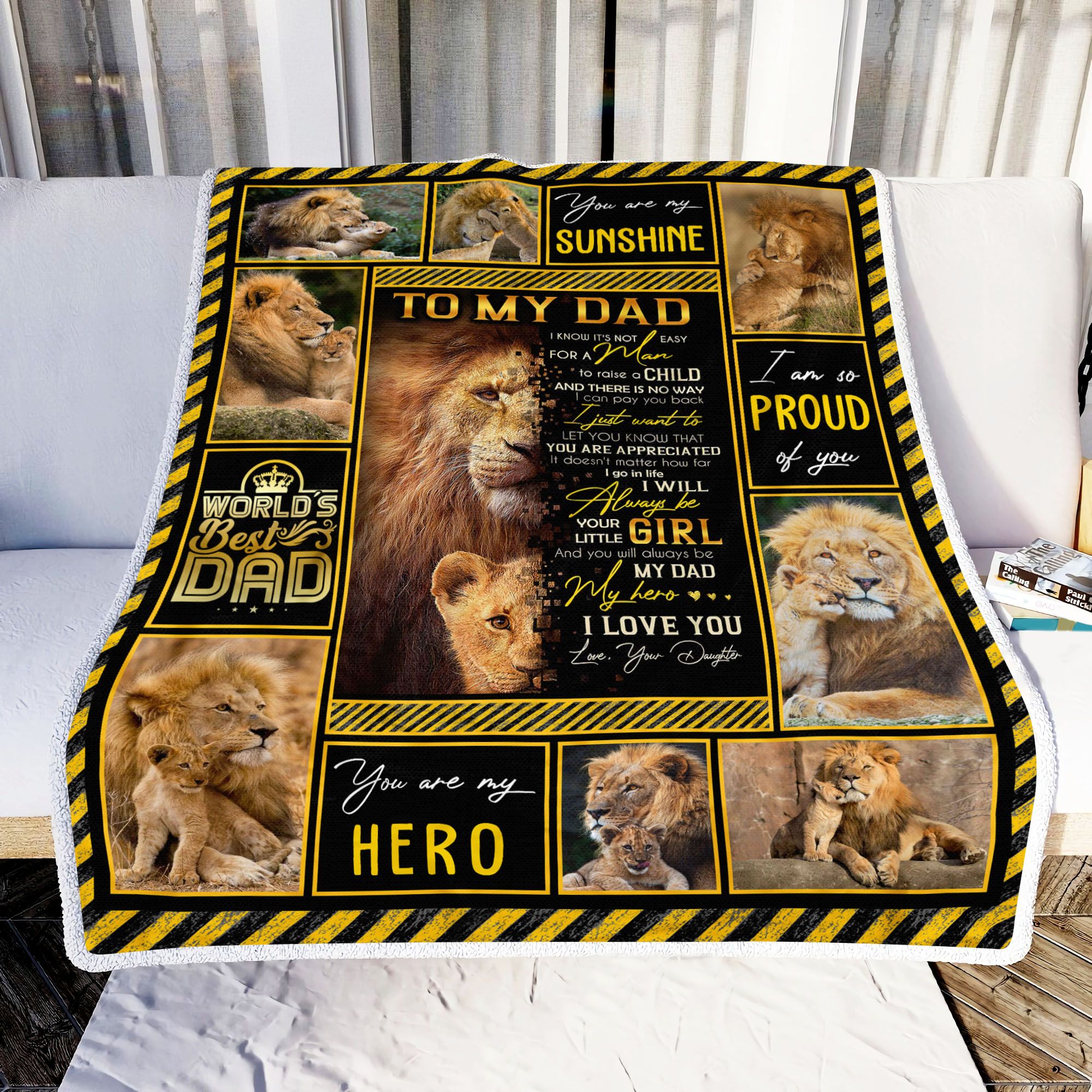 Lion To My Dad Love Your Daughter Fleece Blanket