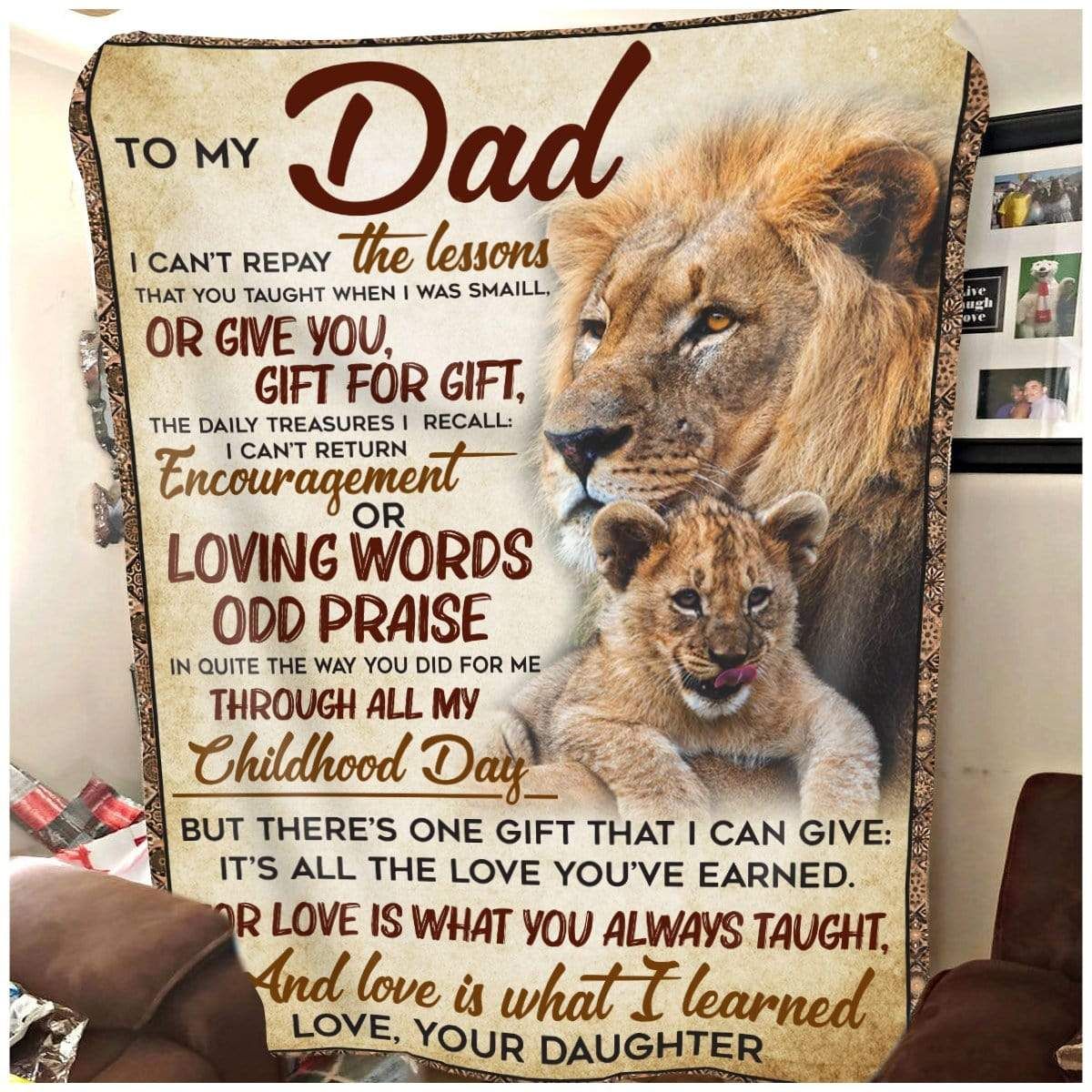 Lion To My Dad Fleece Blanket
