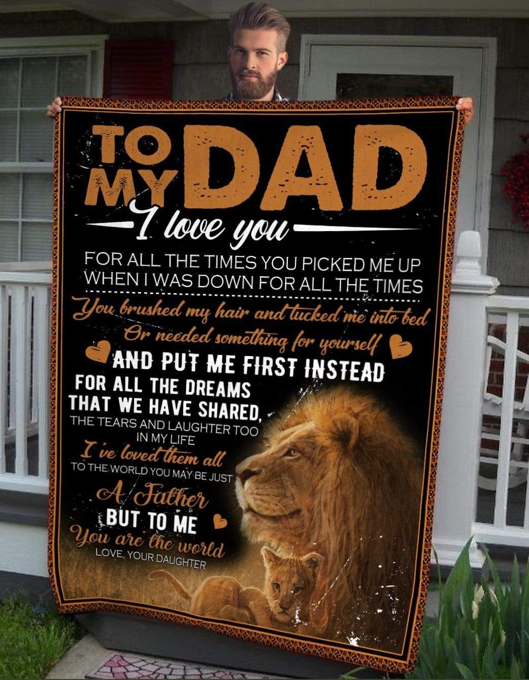 Lion To My Dad Fleece Blanket
