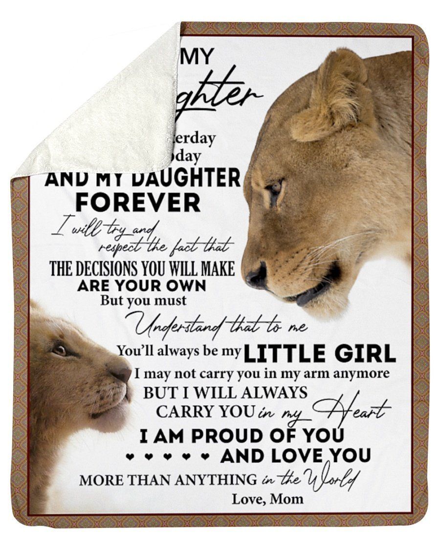Lion To My Daughter Always Carry You In My Heart Fleece Blanket Sherpa Blanket