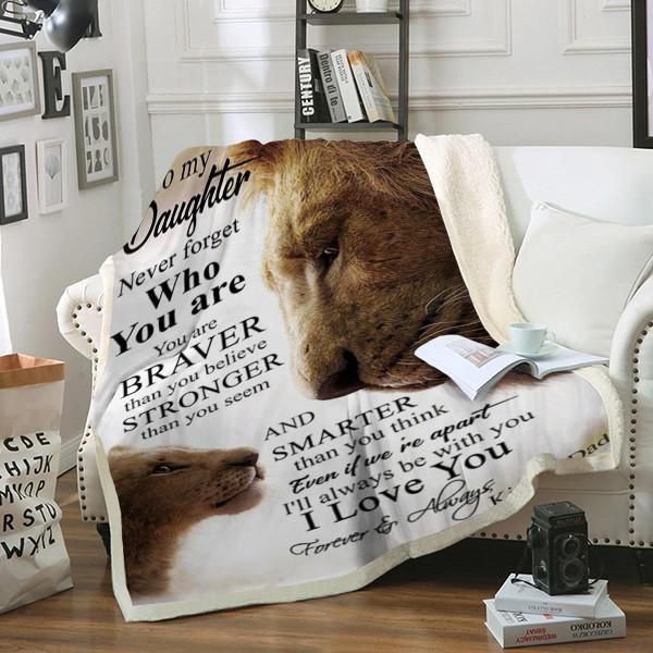 Lion To My Daughter Sherpa Fleece Blanket