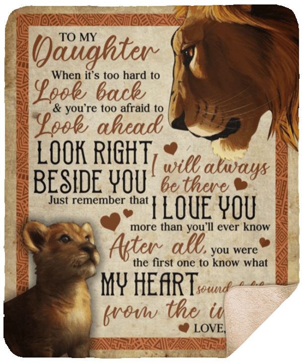 Lion To My Daughter Sherpa Fleece Blanket