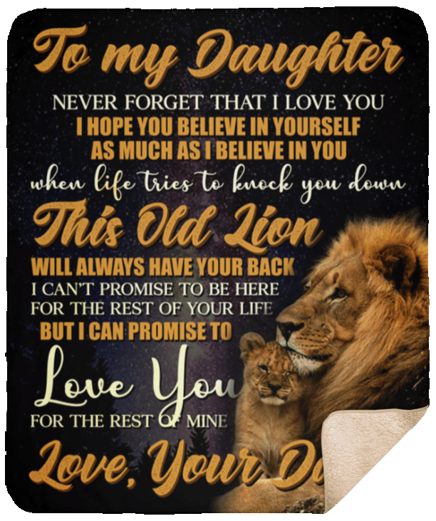 Lion To My Daughter Sherpa Fleece Blanket