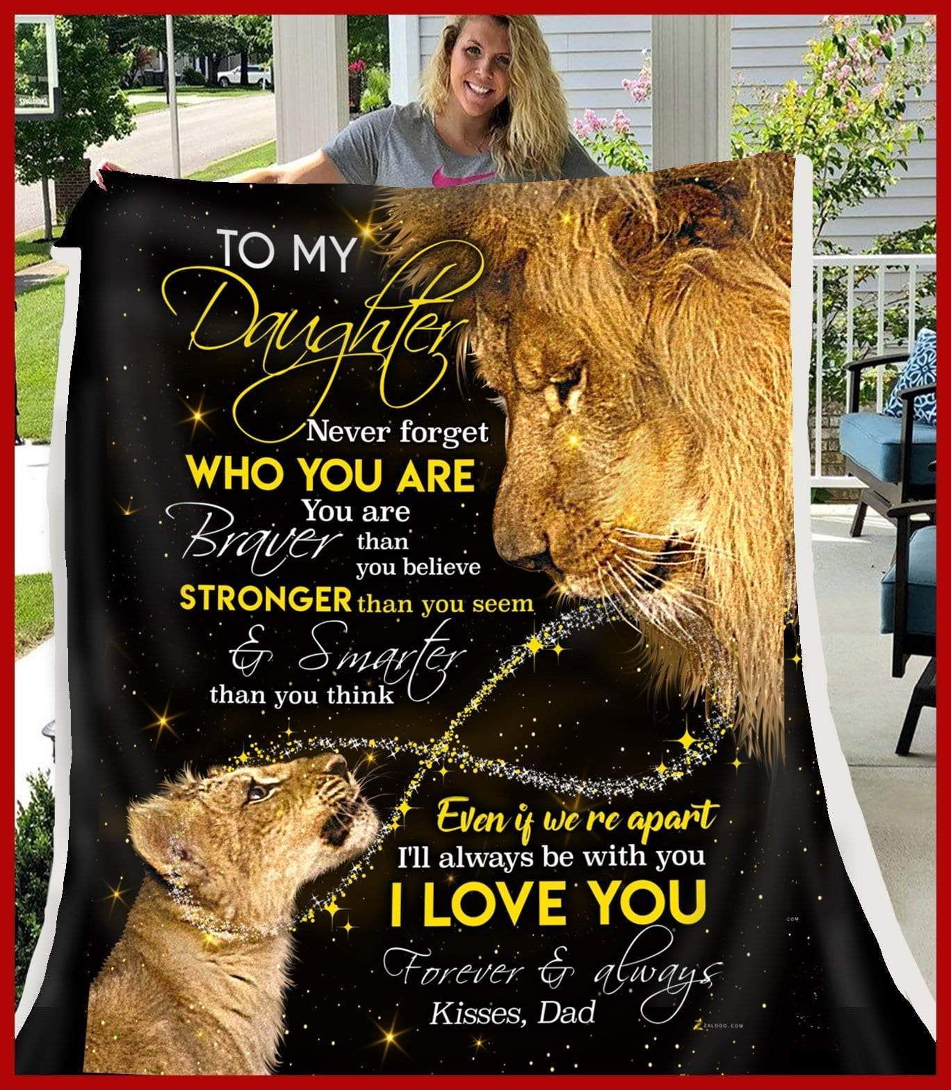 Lion To My Daughter Dad Never Forget Who You Are Sherpa Fleece Blanket