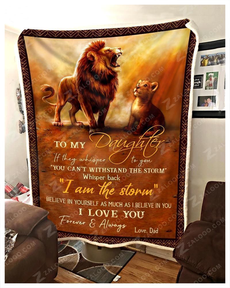 Lion To My Daughter I Love You Sherpa Fleece Blanket