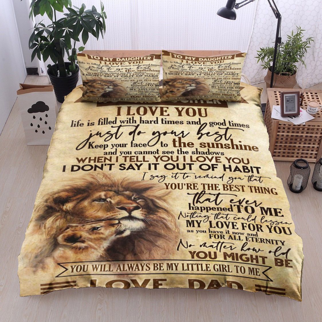 Lion To My Daughter Love Dad Bedding Set