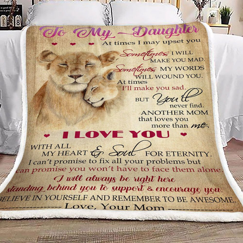 Lion To My Daughter Love Mom Sherpa Fleece Blanket