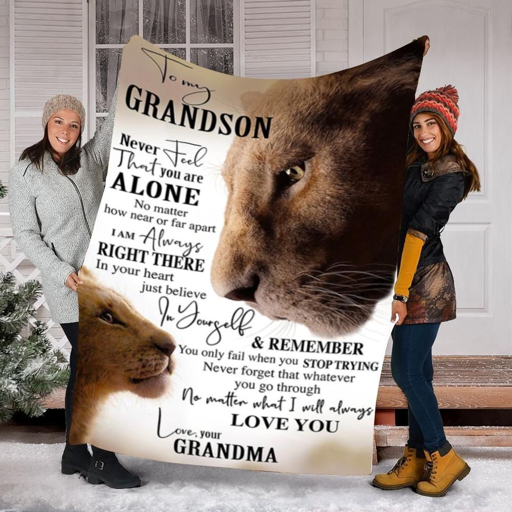 Lion To My Grandson Blaket Sherpa Fleece Blanket