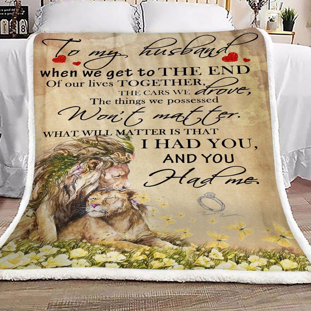 Lion To My Husband Sherpa Fleece Blanket