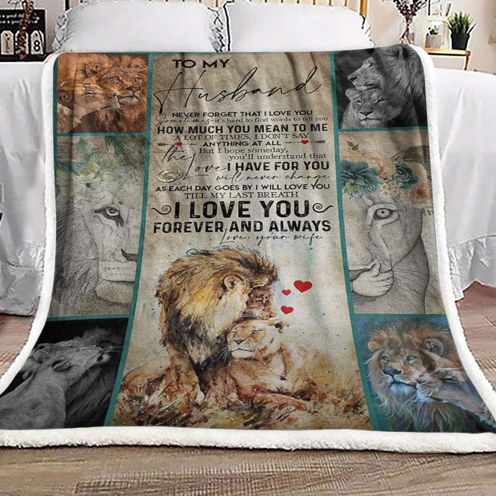 Lion To My Husband Sherpa Fleece Blanket