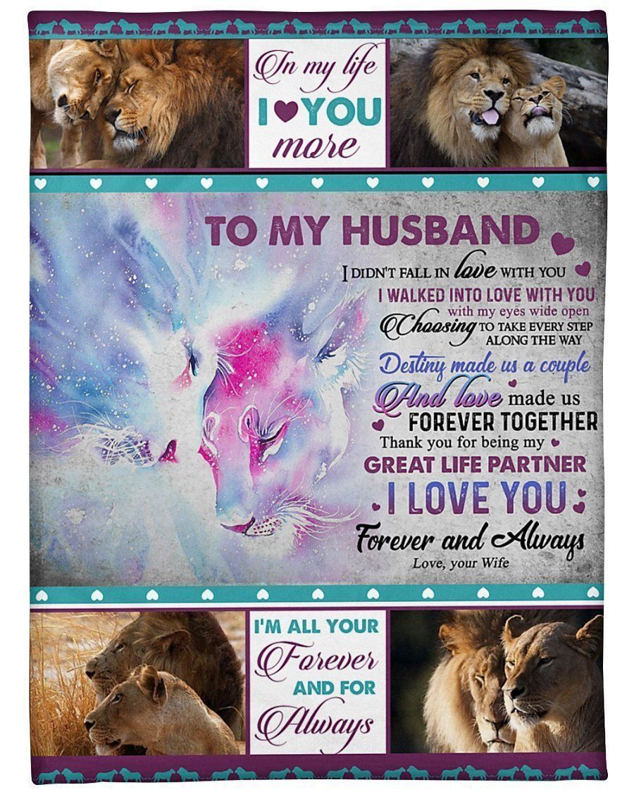Lion To My Husband I Love You Forever And Always Fleece Blanket
