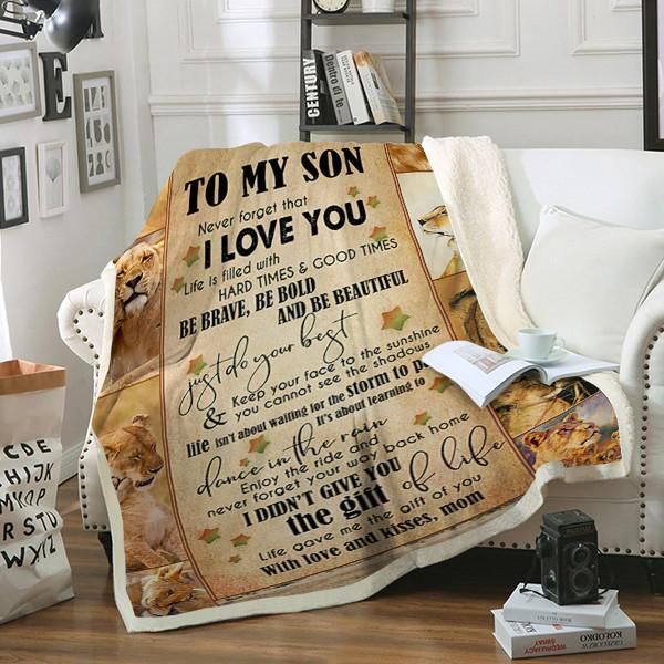 Lion To My Son Sherpa Fleece Blanket