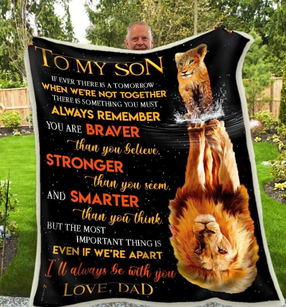 Lion To My Son Even If We Are Apart Love Dad Sherpa Fleece Blanket