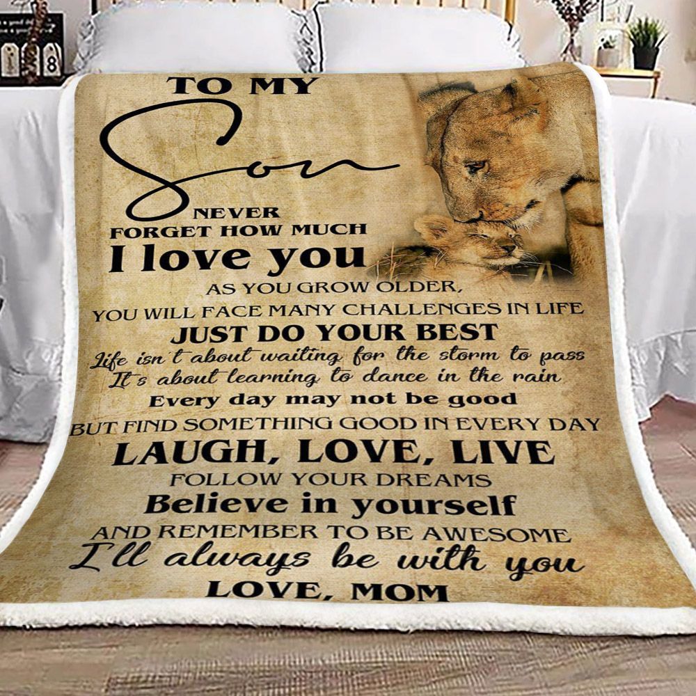 Lion To My Son From Mom Sherpa Fleece Blanket