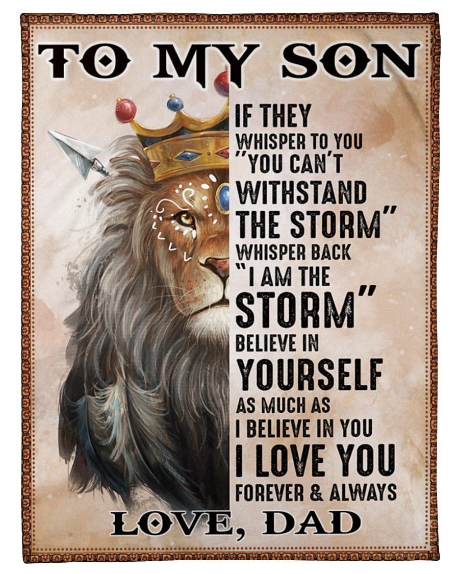 Lion To My Son I Believe In You Fleece Blanket Fleece Blanket