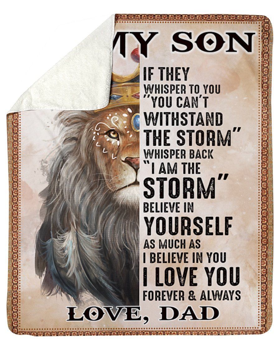 Lion To My Son I Believe In You Fleece Blanket Sherpa Blanket
