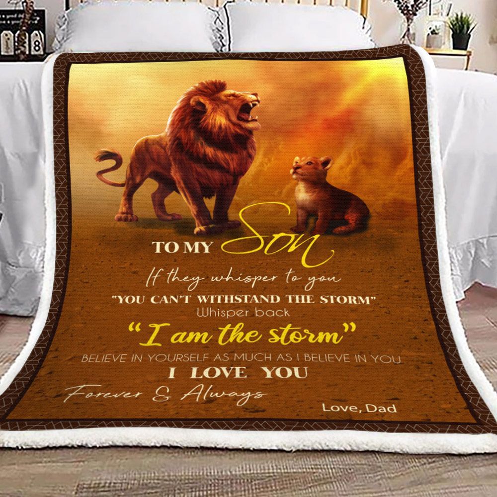 Lion To My Son Love Mom Sherpa Fleece Blanket