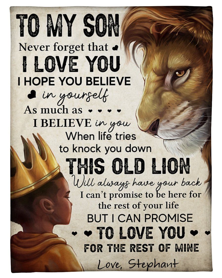 Lion To My Son Never Forget I Love U Dad Fleece Blanket Fleece Blanket