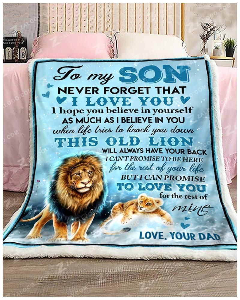 Lion To My Son This Old Lion Love Dad Sherpa Fleece Blanket