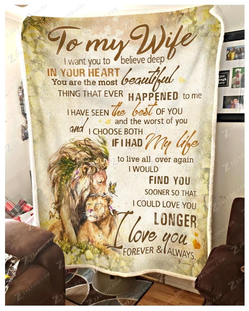 Lion To My Wife I Choose Both Sherpa Fleece Blanket