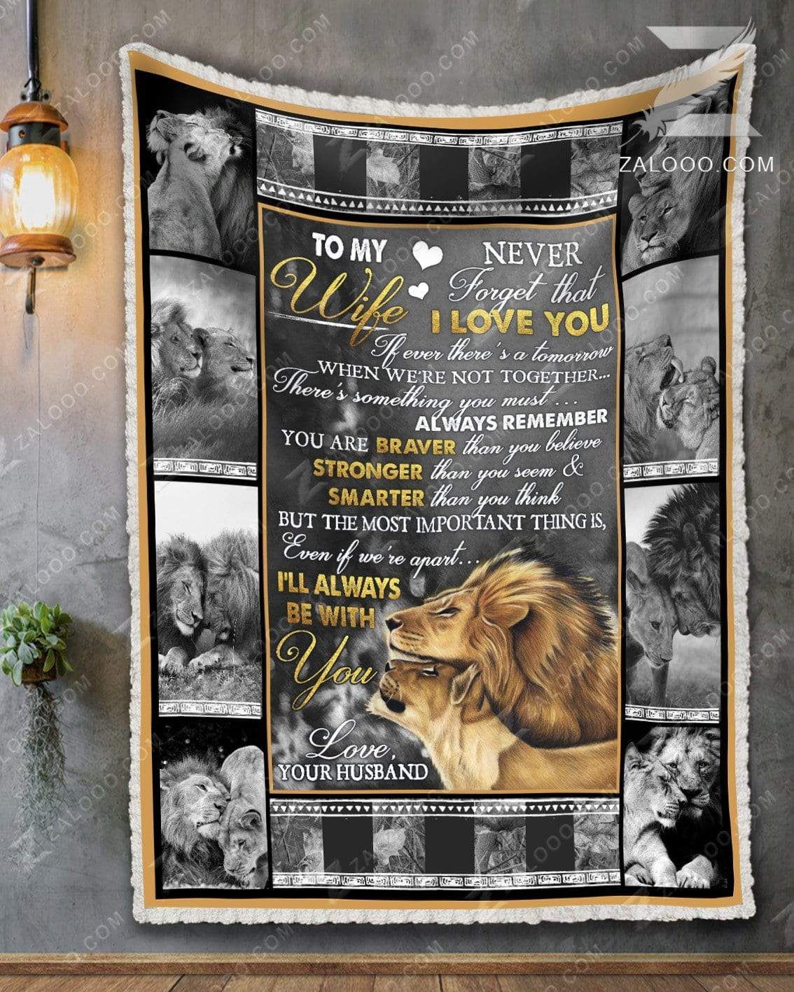 Lion To My Wife I Will Always Be With You Sherpa Fleece Blanket