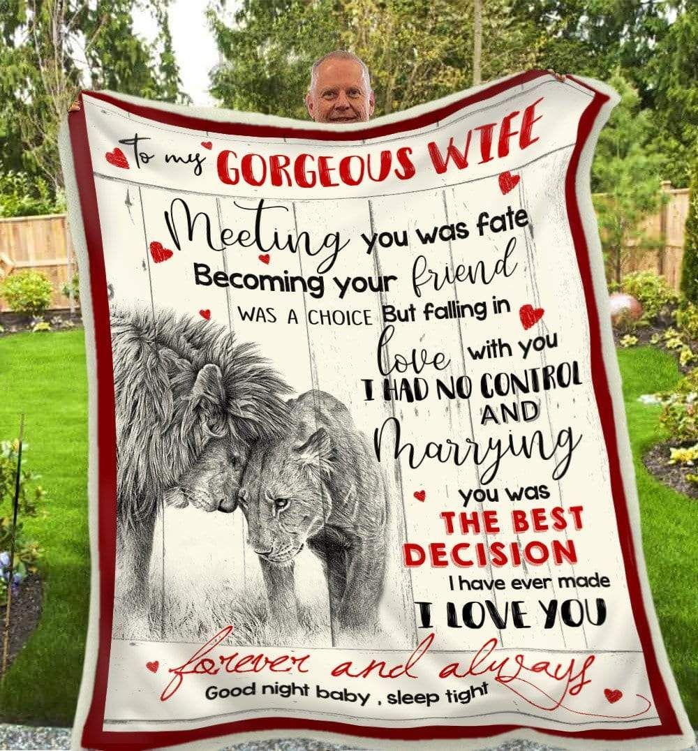 Lion To My Wife Meeting You Was Fate Sherpa Fleece Blanket