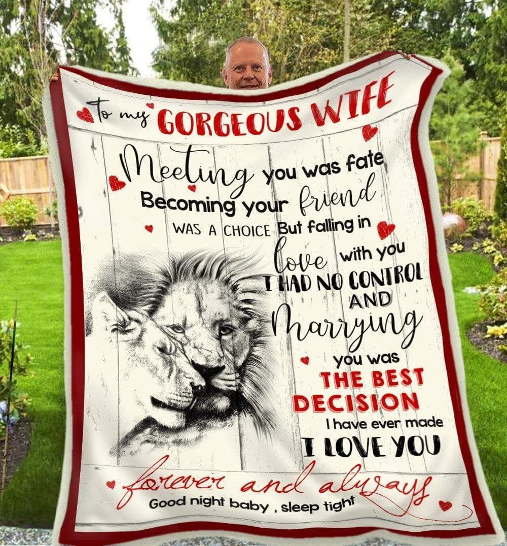 Lion To My Wife Meeting You Was Fate Sherpa Fleece Blanket