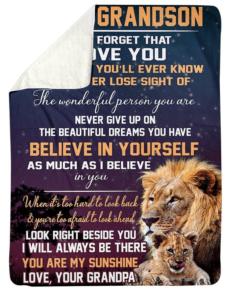 Lions Love You Grandson Custom Design For Family Fleece Blanket