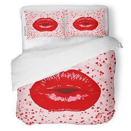 Lips Women Kiss Mouth Heart Valentines Bedding Set