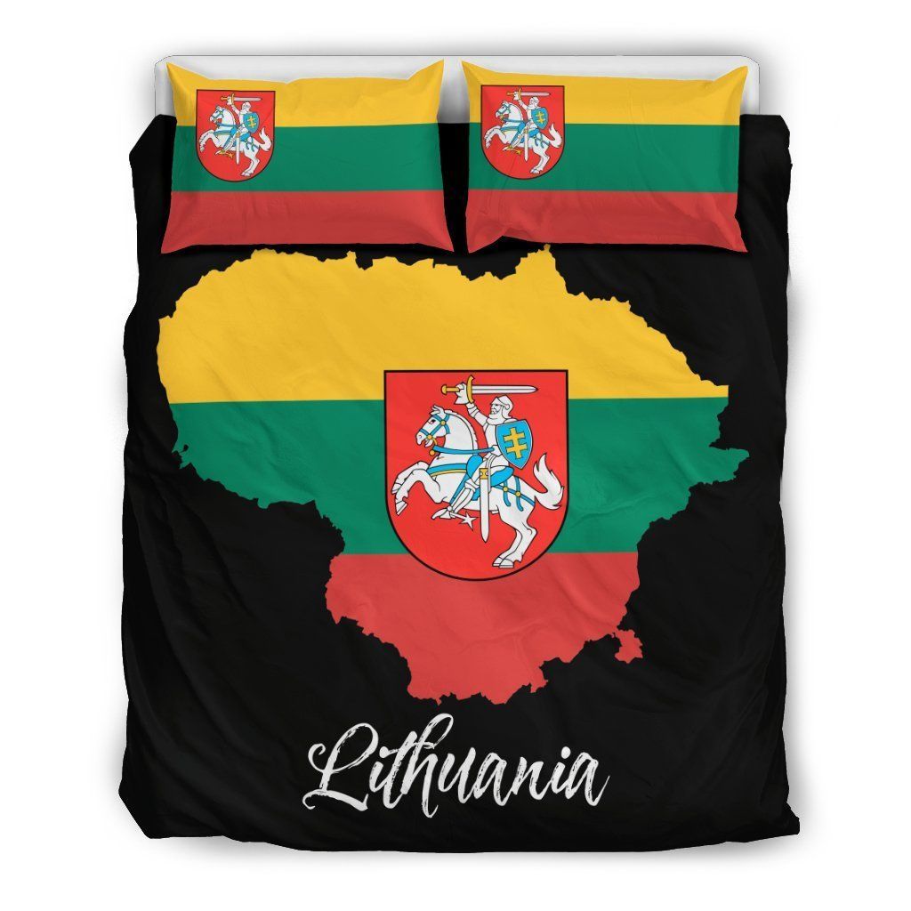 Lithuania Lietuva Flag Black Background Bedding Set