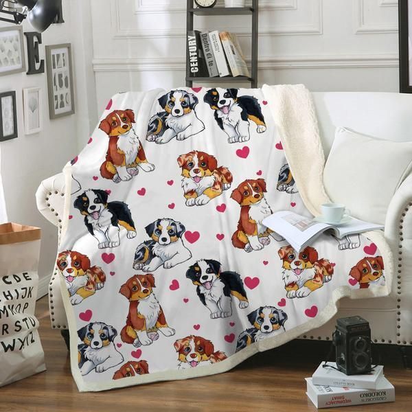 Little Australian Shepherd Sherpa Fleece Blanket