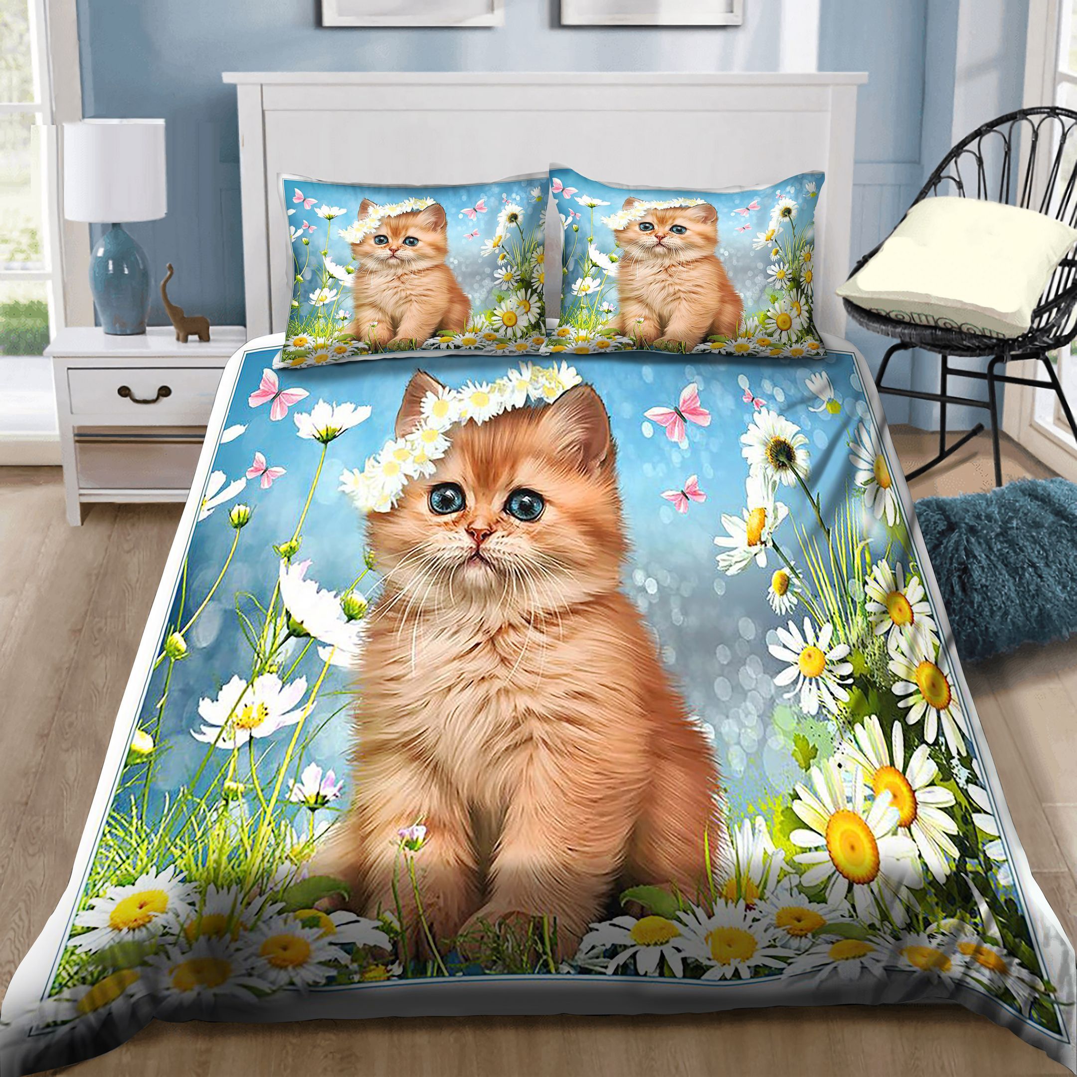 Little Cat And Daisy Bedding Set