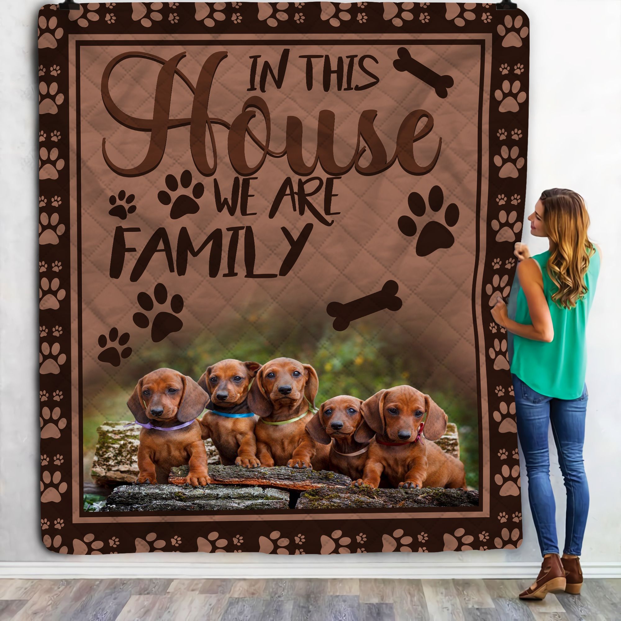 Little Cute Dachshund Family Fleece Blanket