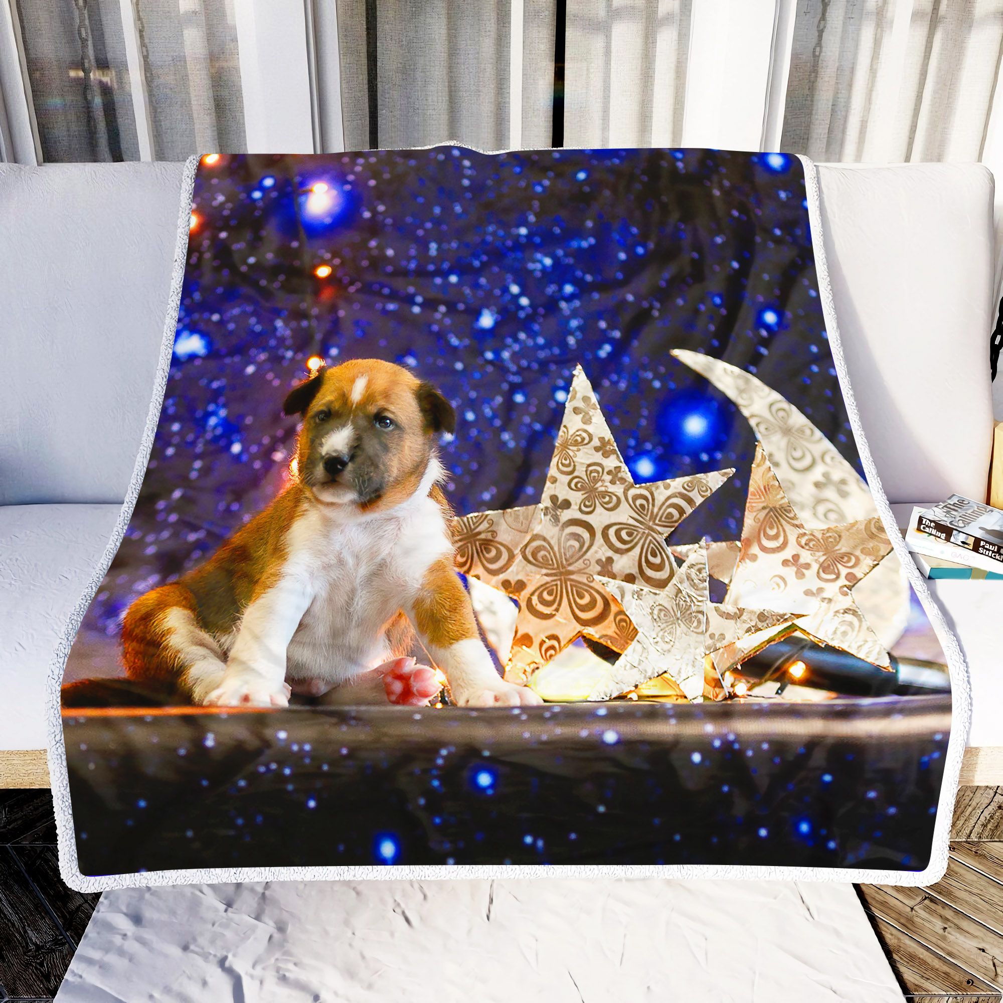 Little Dog In Galaxy Fleece Blanket