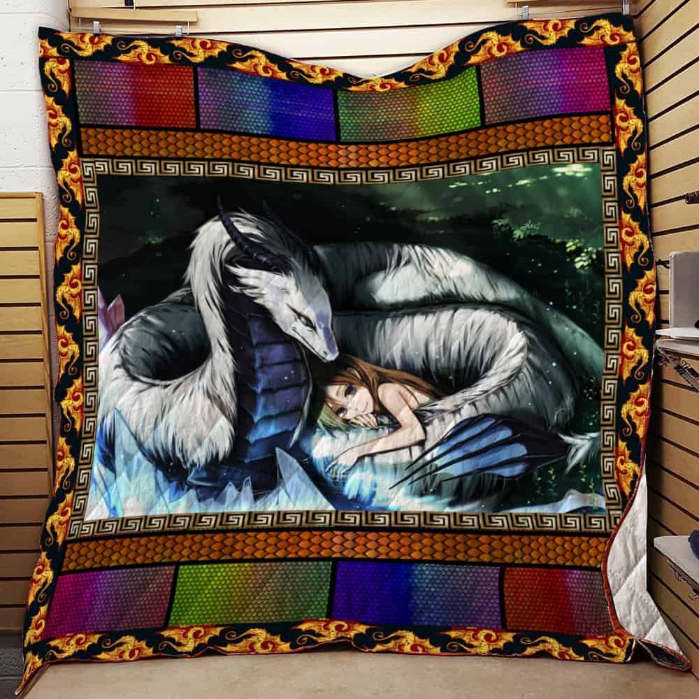 Little Girl And Dragon Quilt Blanket Dhc1312225Dd
