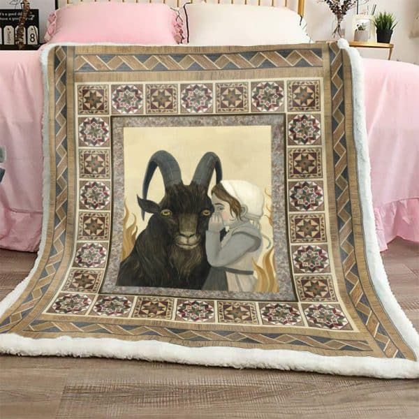 Little Girl With Goat Sherpa Fleece Blanket