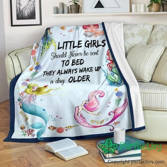 Little Girls Mermaid Sherpa Fleece Blanket