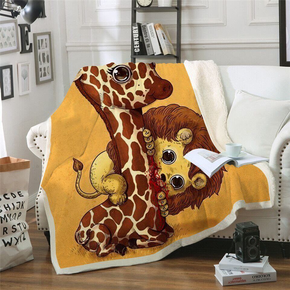 Little Lion Giraffe Sherpa Fleece Blanket