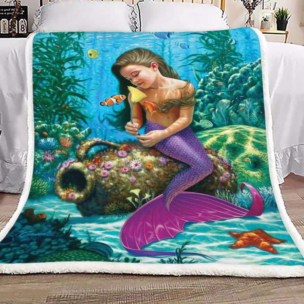 Little Mermaid Sherpa Fleece Blanket