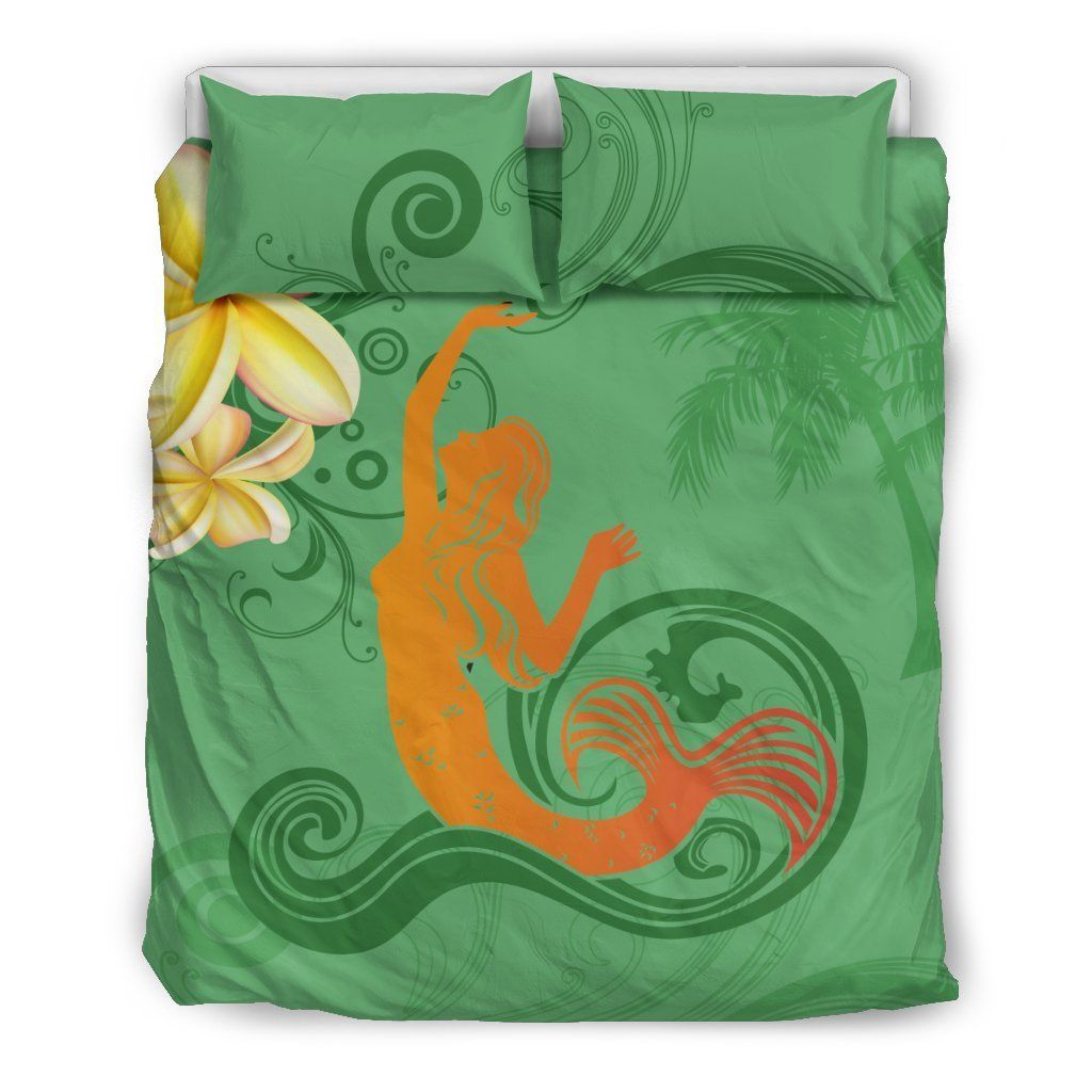 Little Mermaid With Plumeria Flower Bedding Set