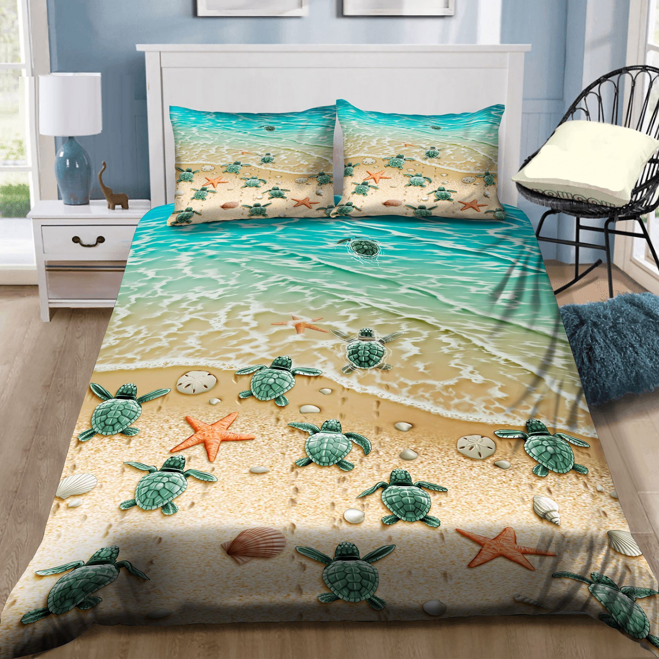 Little Sea Turtles On Seashore Bedding Set