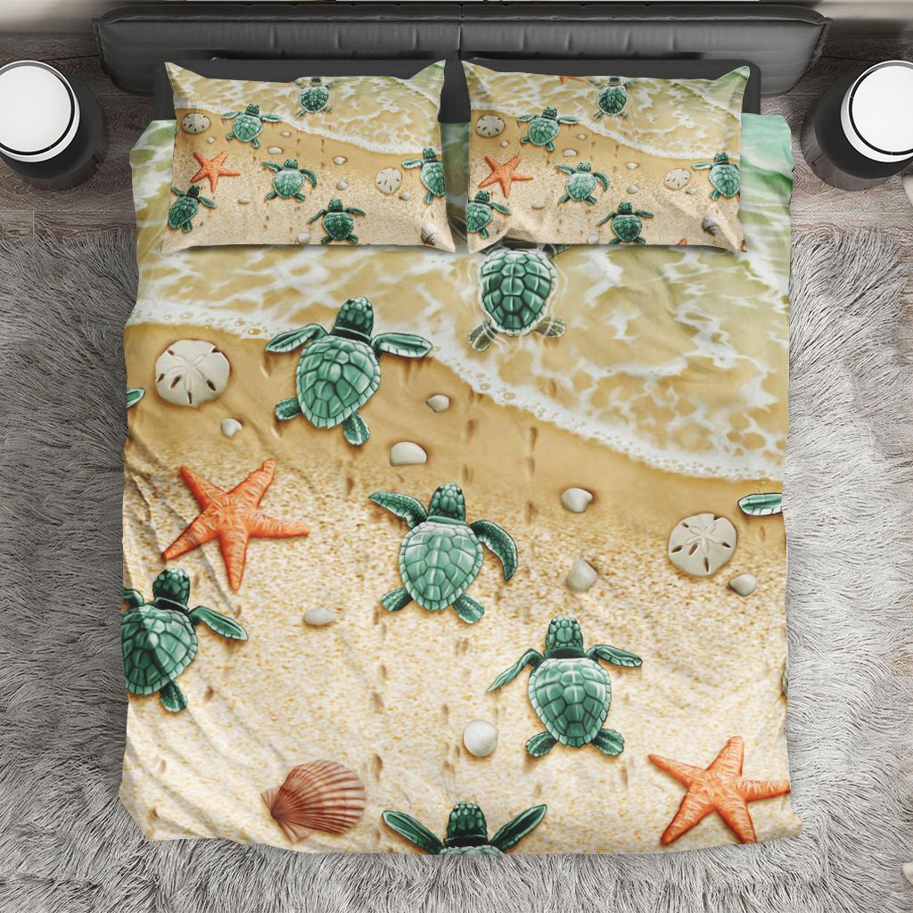 Little Turtles To The Ocean T Bedding Set