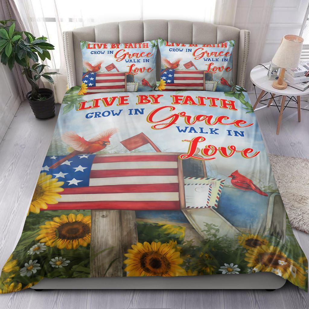 Live By Faith Walk In Love Red Cardinal Mailbox Bedding Set