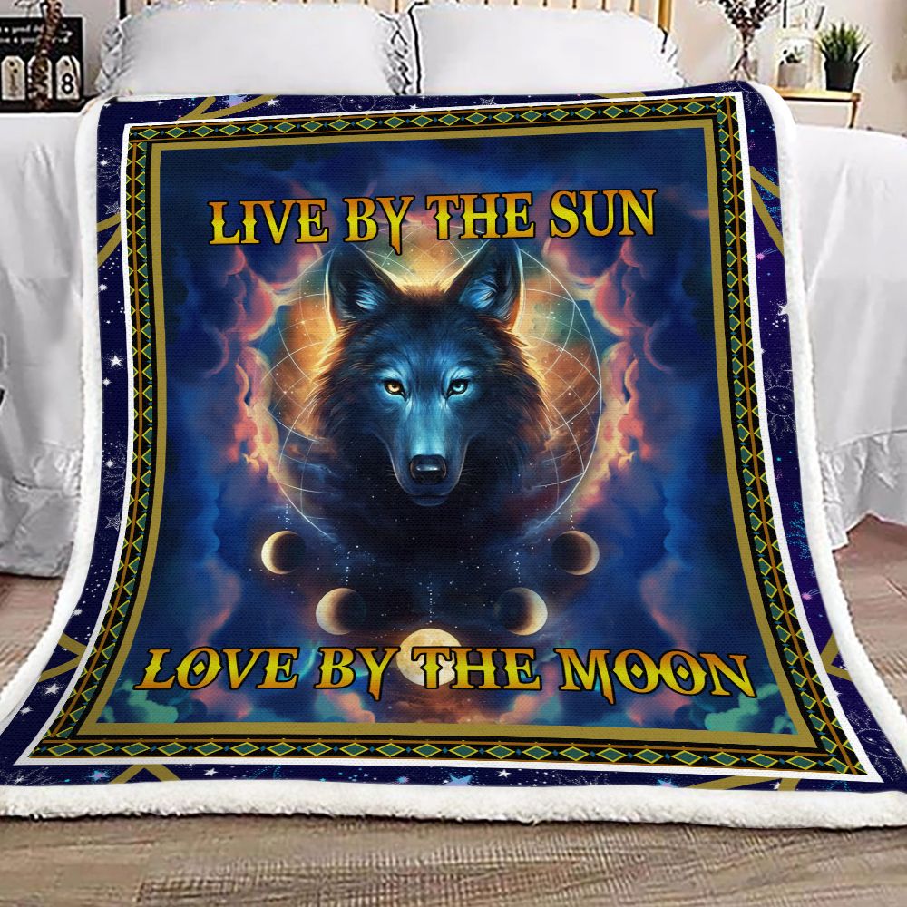 Live By Sun Love By Moon Wolf Fleece Blanket