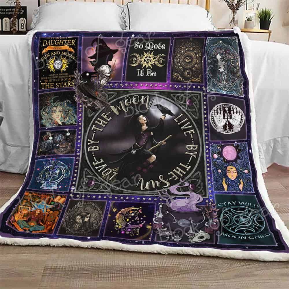 Live By The Sun Love By The Moon Witchcraft Fleece Blanket
